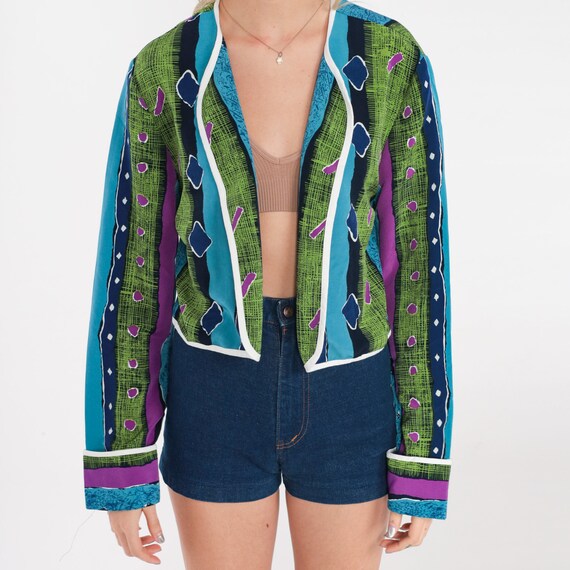 Statement Jacket 90s Open Front Cropped Blazer St… - image 6