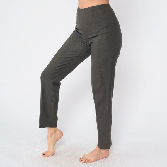 Dark Grey Pants 90s Tapered Trousers High Waisted Rise Retro Slim Leg Creased Pants Preppy Simple Basic Plain Minimal Vintage 1990s Small 28