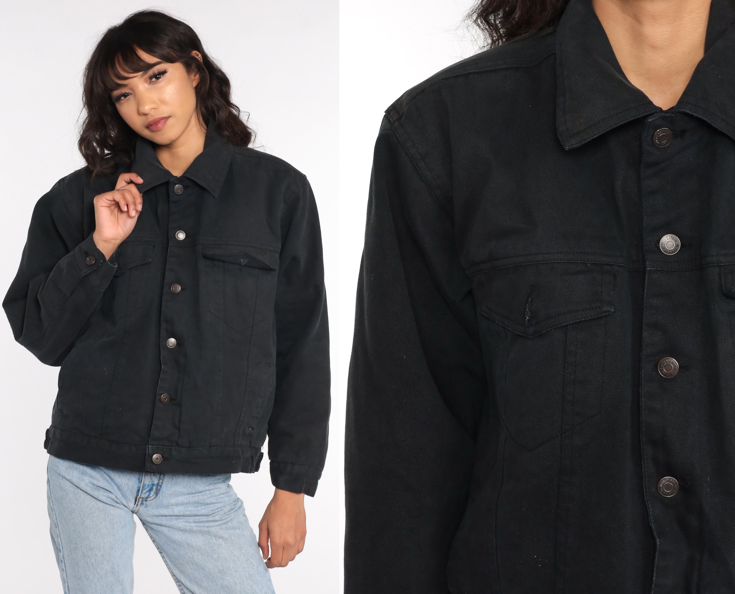 Black Denim Sherpa Jacket Vintage Faux SHEARLING Jean Jacket - Etsy Black Denim Sherpa Jacket Vintage Faux SHEARLING Jean Jacket - Etsy