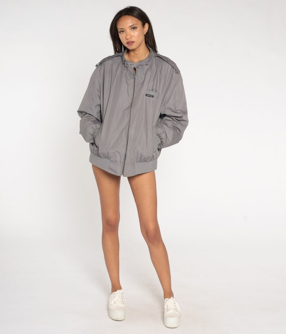 Grey Members Only Jacket 80s Windbreaker Bomber Cafe … - Gem