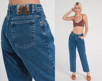 Straight Leg Jeans 90s Lands End Blue Jeans Tapered Mom Jeans High Waisted Rise Retro Denim Pants Vintage 1990s Small 6