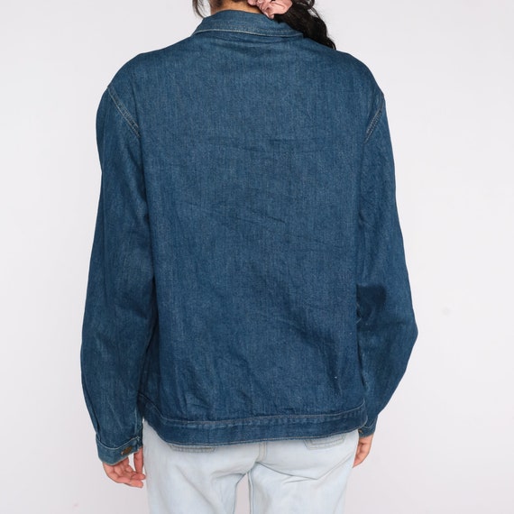 Dark Denim Jacket 80s Blue Jean Jacket Button Up … - image 7