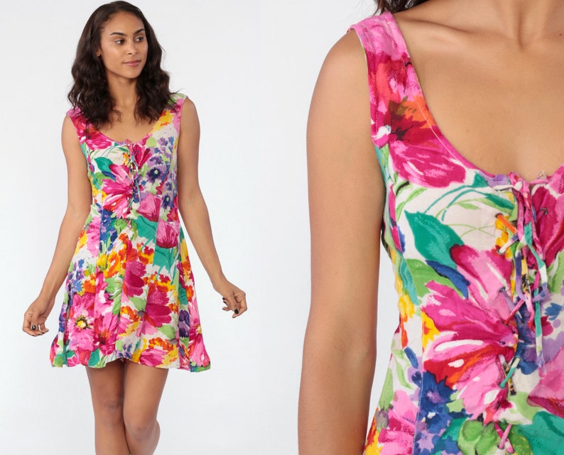 tie up back floral romper dress