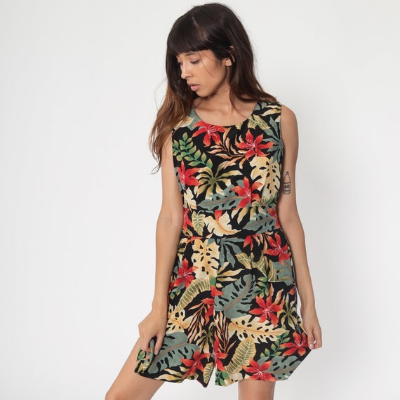 Summer Tropical Romper Playsuit BACK CUTOUT 80s O… - image 4