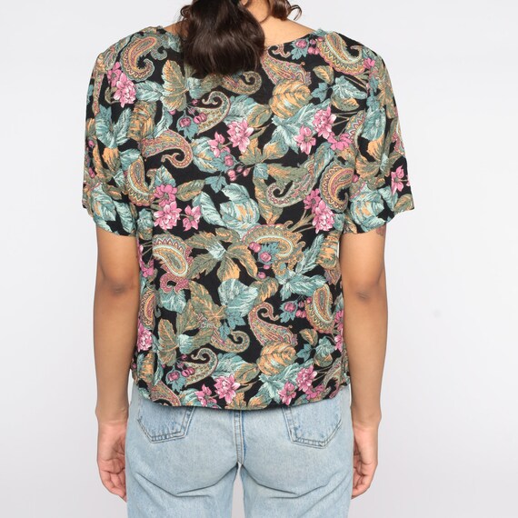 Paisley Floral Blouse 90s Blouse Short Sleeve Top… - image 7