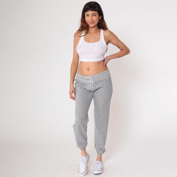 Vintage 80s Grey Sweatpants Retro Track Pants Old School Jogging Track Suit Gym Running 1980s Sports Retro Warm Up Small Medium Petite