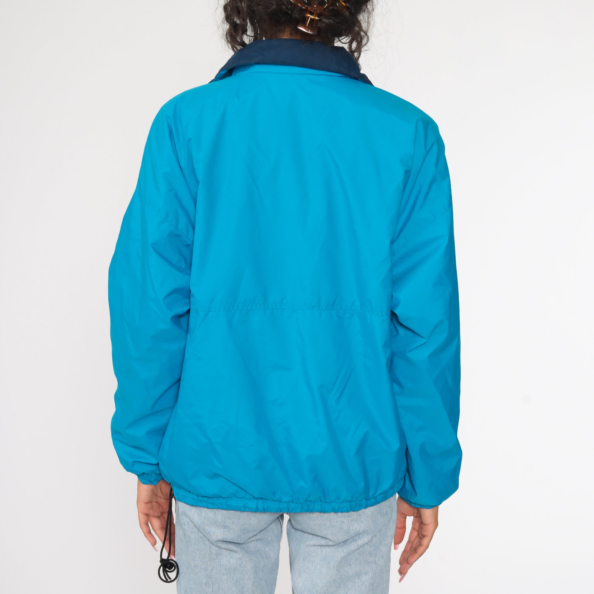 80s Jansport Jacket Half Zip Pullover Windbreaker Blue Jacket Vintage ...