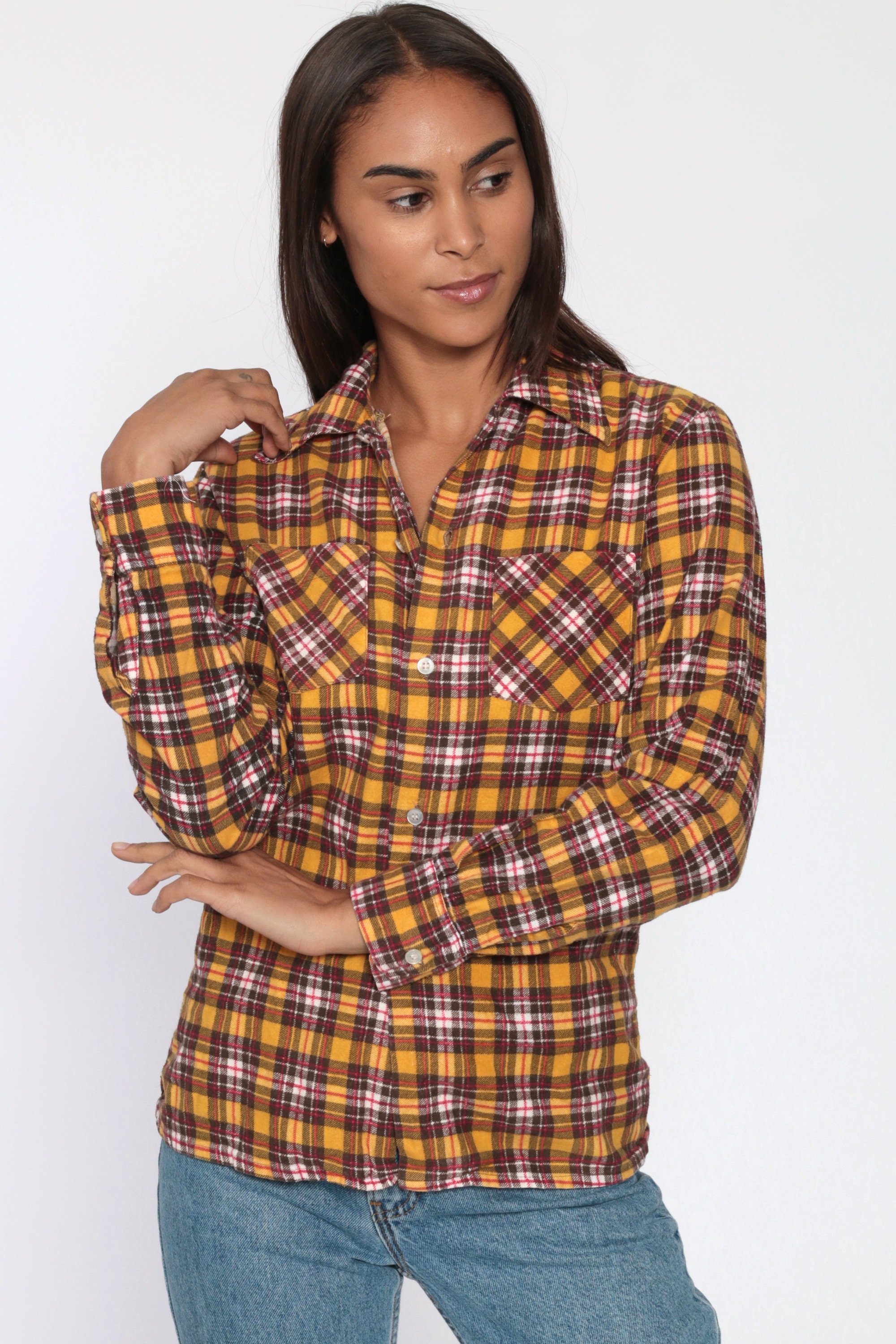 oversized brown plaid shirt