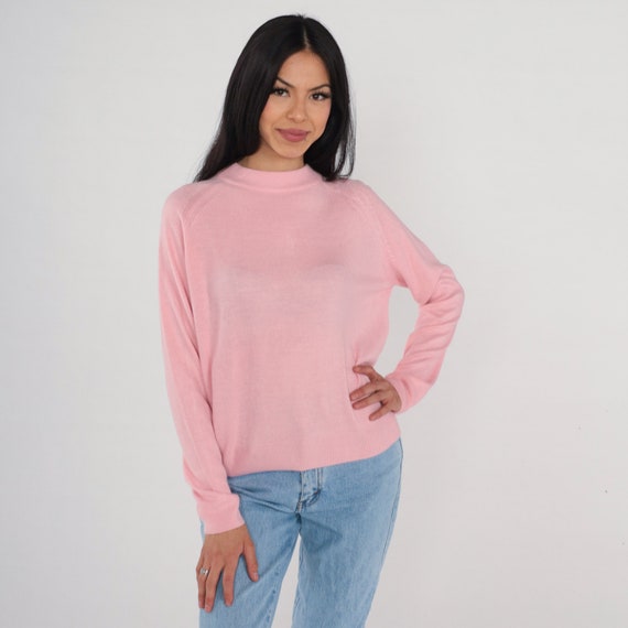 Baby Pink Sweater 00s Knit Pullover Sweater Ragla… - image 2