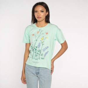 Wildflower Shirt 90s Floral T-Shirt Growing Wild Youth Science Institute Flower Graphic Tee Retro Single Stitch Green 1990s Vintage Medium image 4