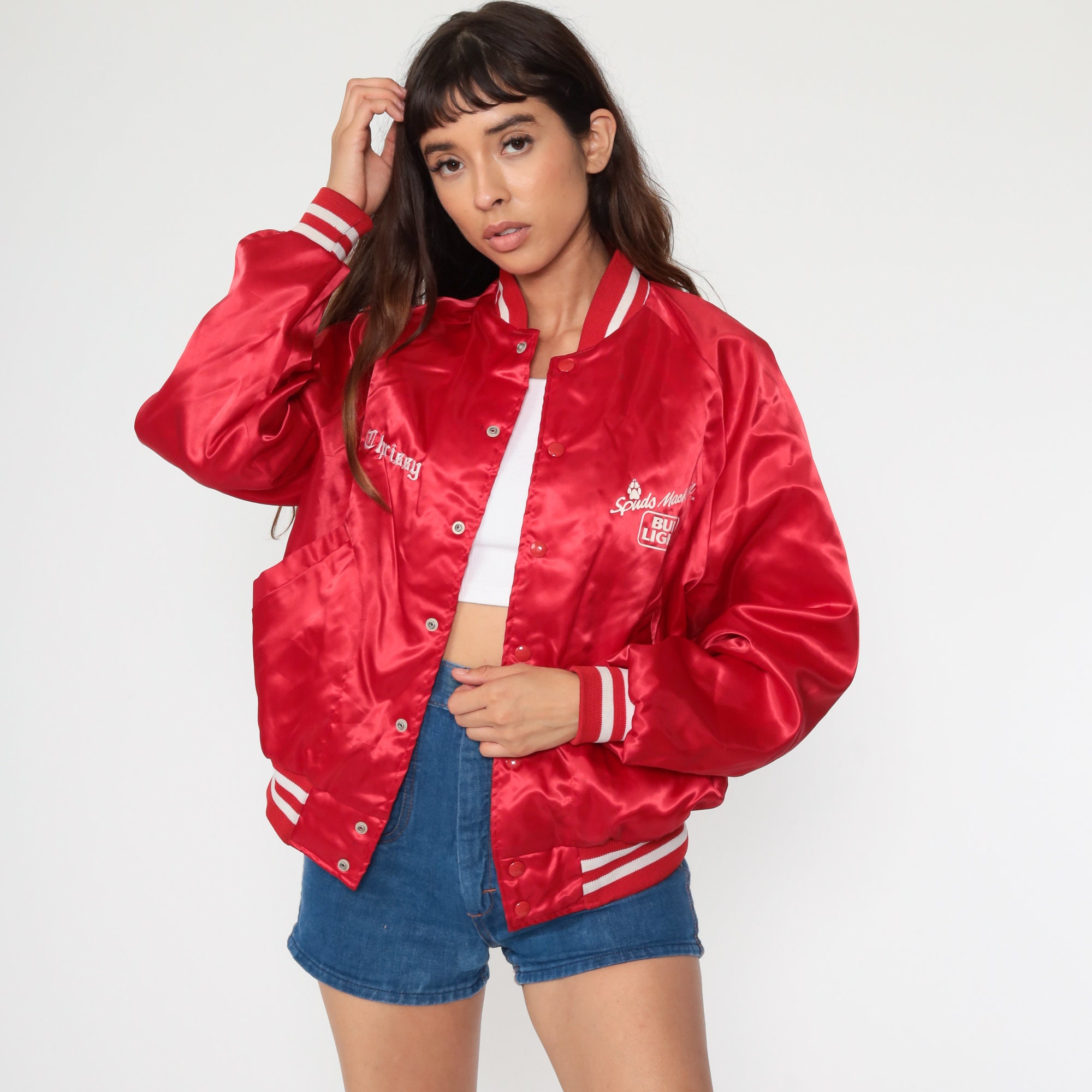 Budweiser Jacket Spuds MacKenzie Satin Jacket Bomber Beer Jacket 80s Bud Light Jacket Uniform 