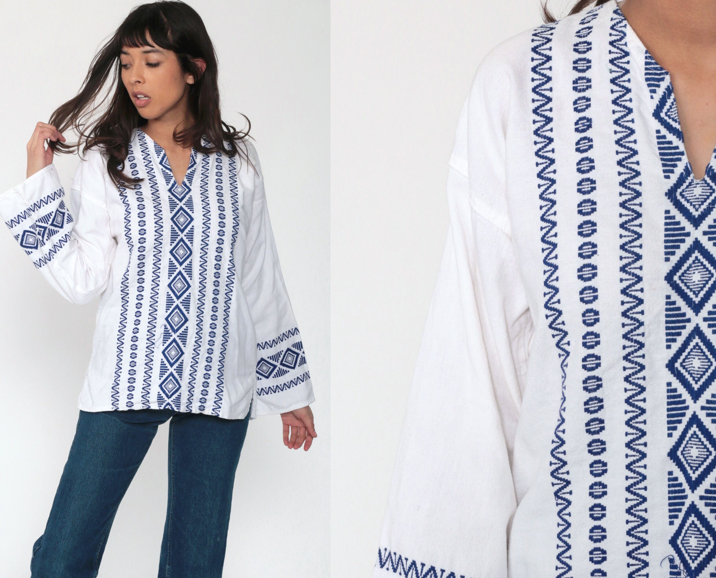 Aztec Mexican Blouse Tunic Shirt 