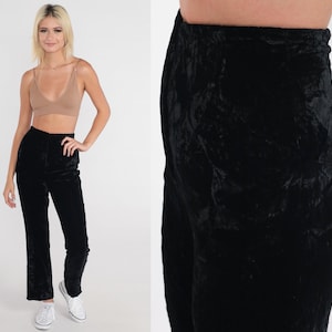 Black Velvet Pants 90s Boot Cut Trousers High Waisted Bootcut Pants Basic Slacks Simple Minimalist 1990s Vintage Norma Kamali Extra Small xs
