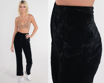 Black Velvet Pants 90s Boot Cut Trousers High Waisted Bootcut Pants Basic Slacks Simple Minimalist 1990s Vintage Norma Kamali Extra Small xs