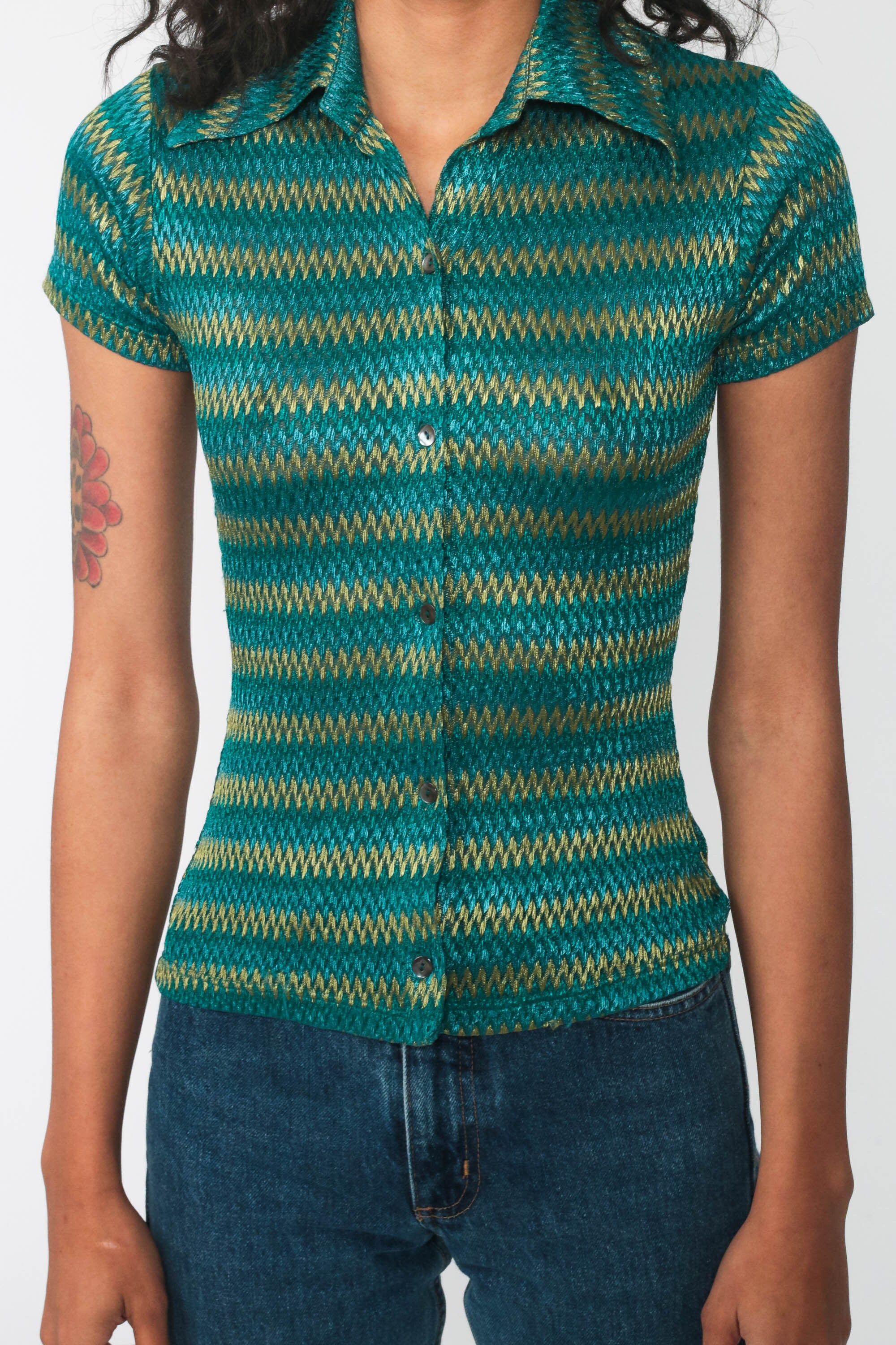 green shirt blouse