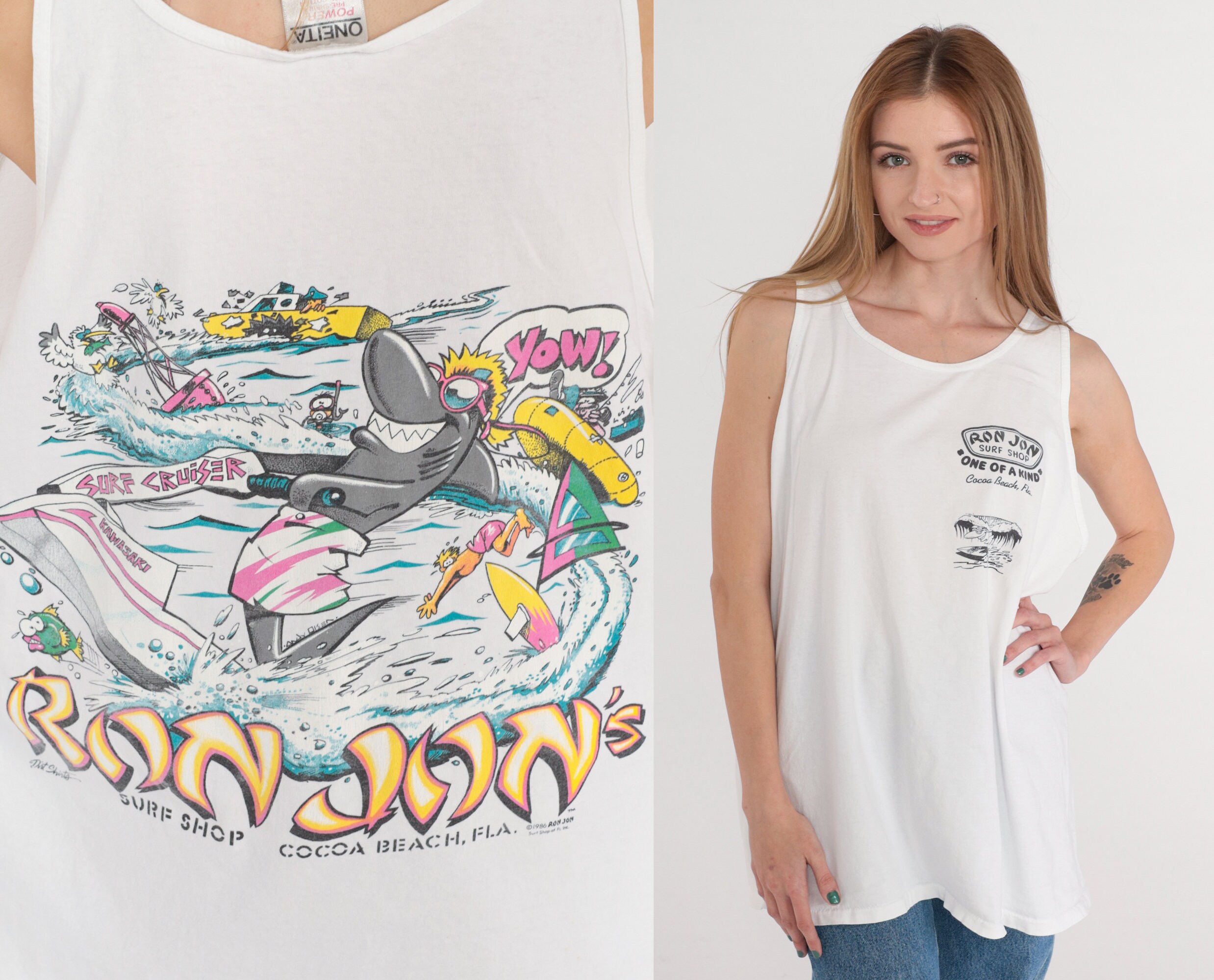 Ron Jon's Surf Shop Shirt 90s Surfer Tank Top Cocoa Beach Florida