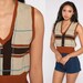 Christina Howard reviewed 70s Sweater Vest Top Plaid Knit Tank Top Checkered Crop Top 1970s Shirt Retro Sleeveless Sweater Vintage Geek Brown Taupe V Neck Medium
