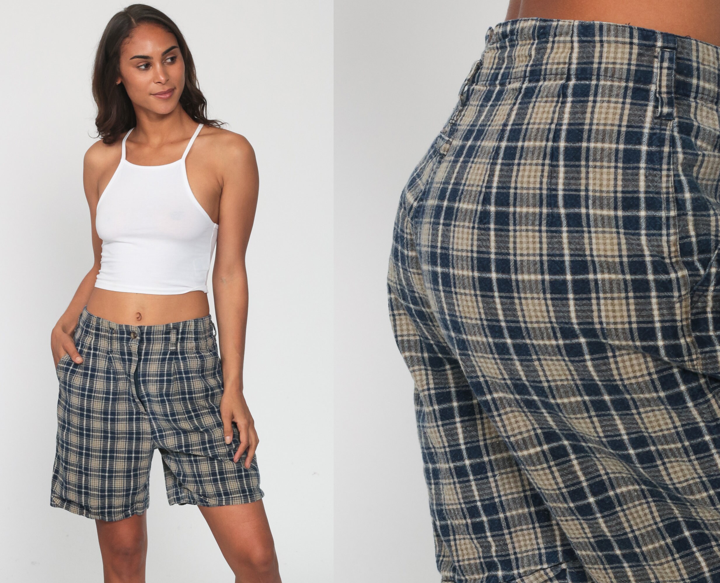 plaid mom shorts