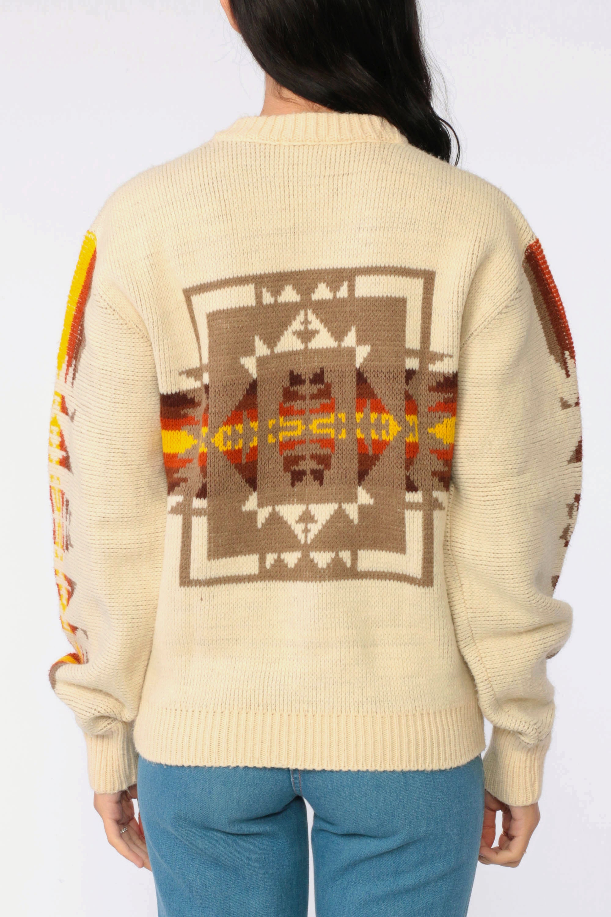 Southwestern Sweater Tribal 80s Aztec Geometric Print Boho Southwest ...