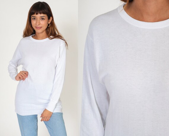 plain white long sleeve t shirt womens