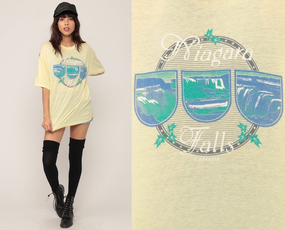 NIAGARA Falls Shirt Retro TShirt Vintage BURNOUT T Shirt Graphic Print 80s Travel Paper Thin Tee Canada 1980s Monument Extra Large Xl