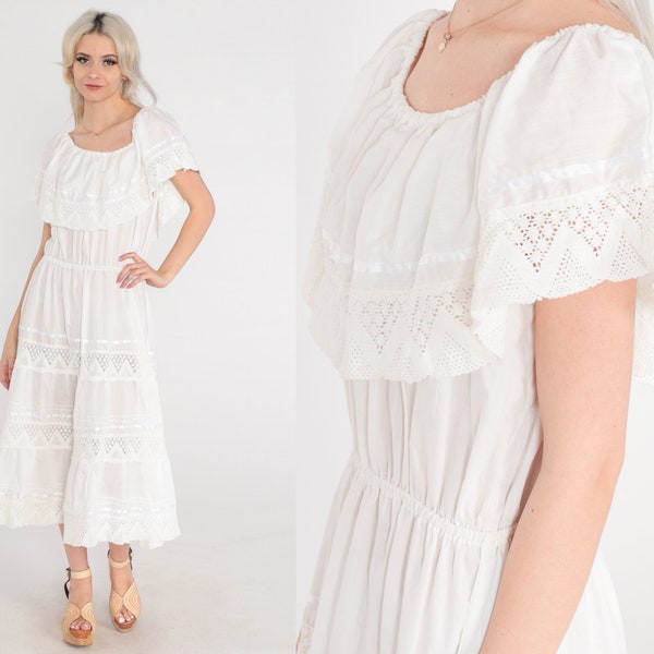 White Peasant Dress Etsy