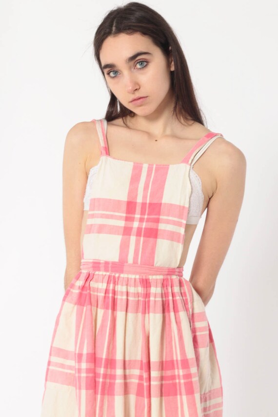 pink checked pinafore