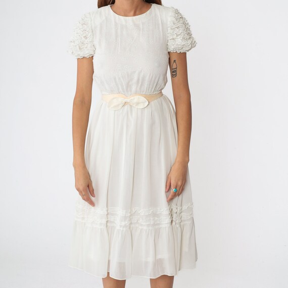 White Ruffled Dress 80s Cottagecore Party Dress P… - image 8