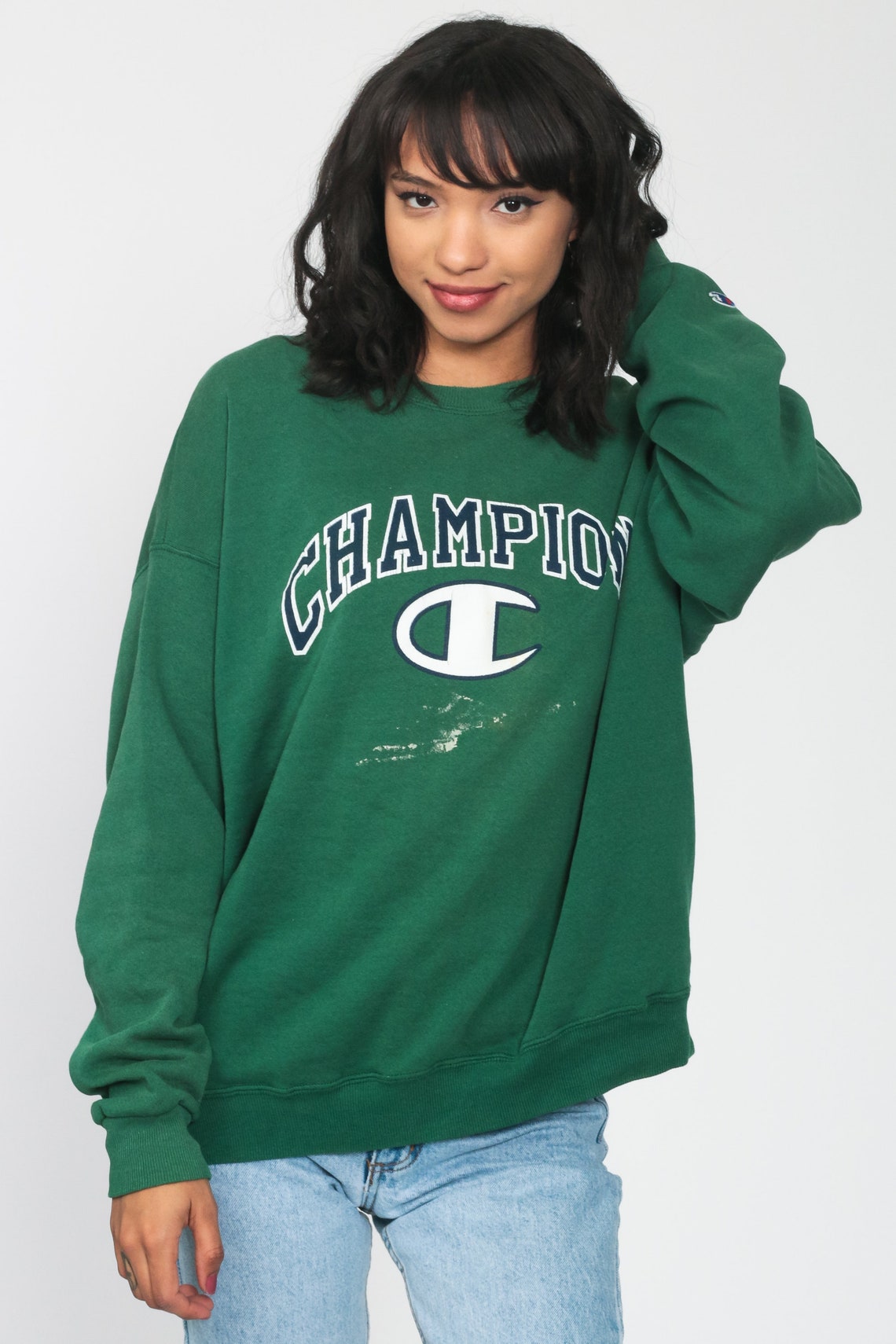champion green crewneck sweatshirt
