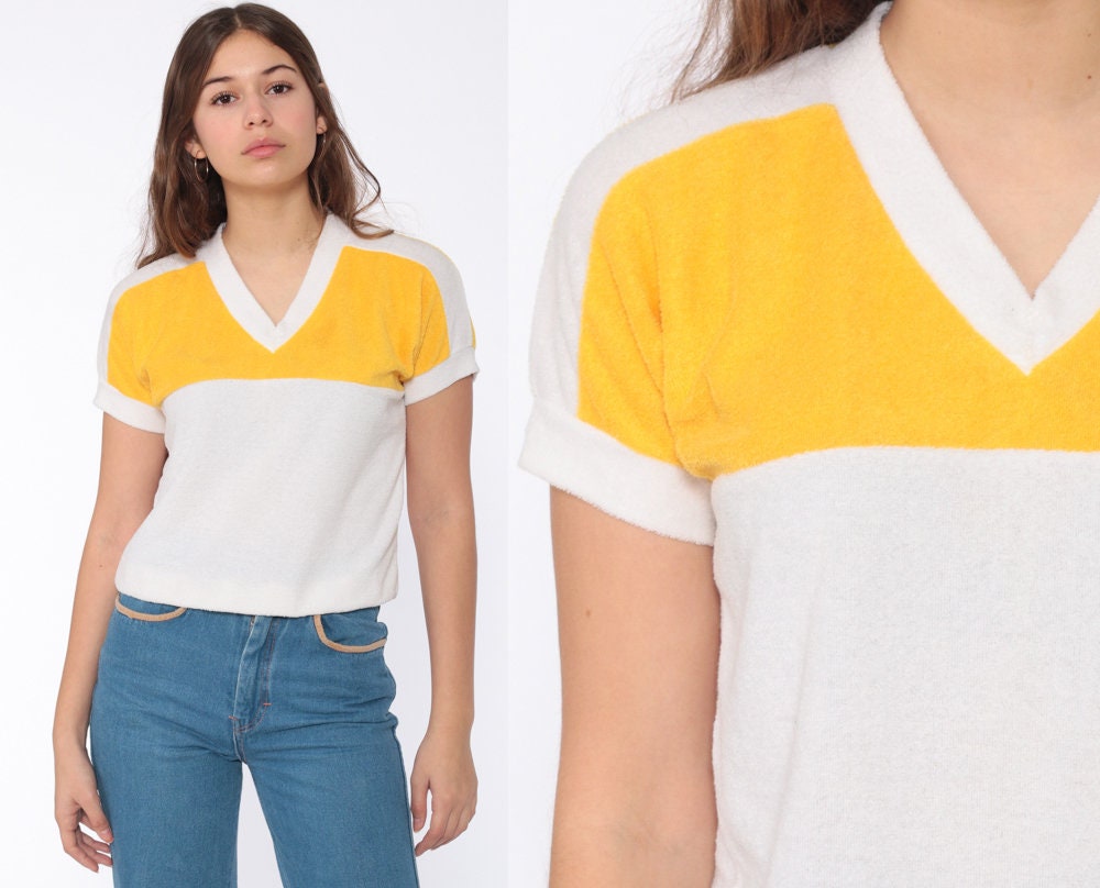 Terry Cloth Ringer Shirt 80s T Shirt 