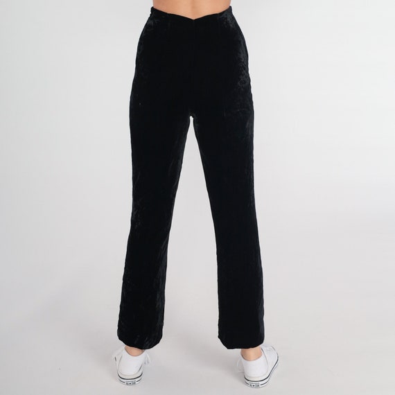 Black Velvet Pants 90s Boot Cut Trousers High Wai… - image 6