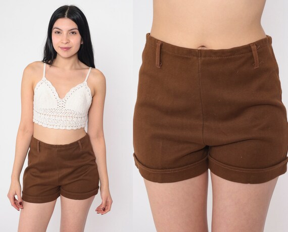 Brown high waisted shorts discount