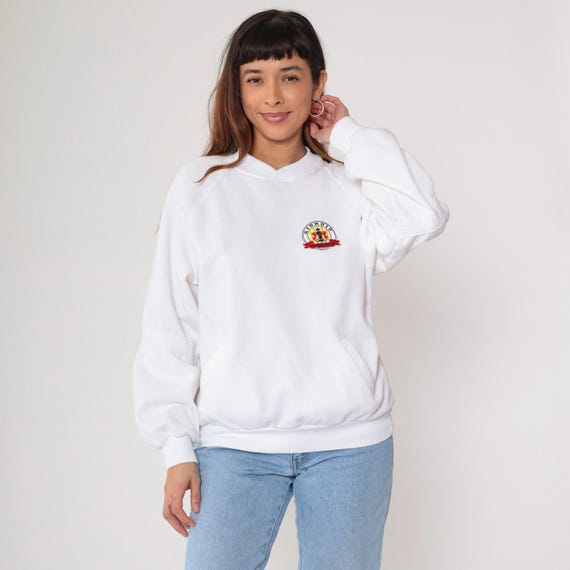 80s GIORGIO BEVERLY HILLS Shirt Graphic Sweatshirt Giorgio Armani Shirt California Retro Slouchy Pullover 1980s White Vintage Large L