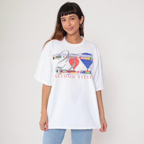 Hot Air Balloon Shirt 90s Albuquerque International Balloon Fiesta 1996 Graphic Tee Retro New Mexico Tourist Top Vintage Extra Large xl