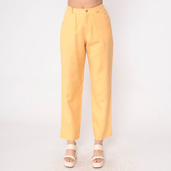 Light Orange Silk Pants 80s Pleated Trousers High… - image 7