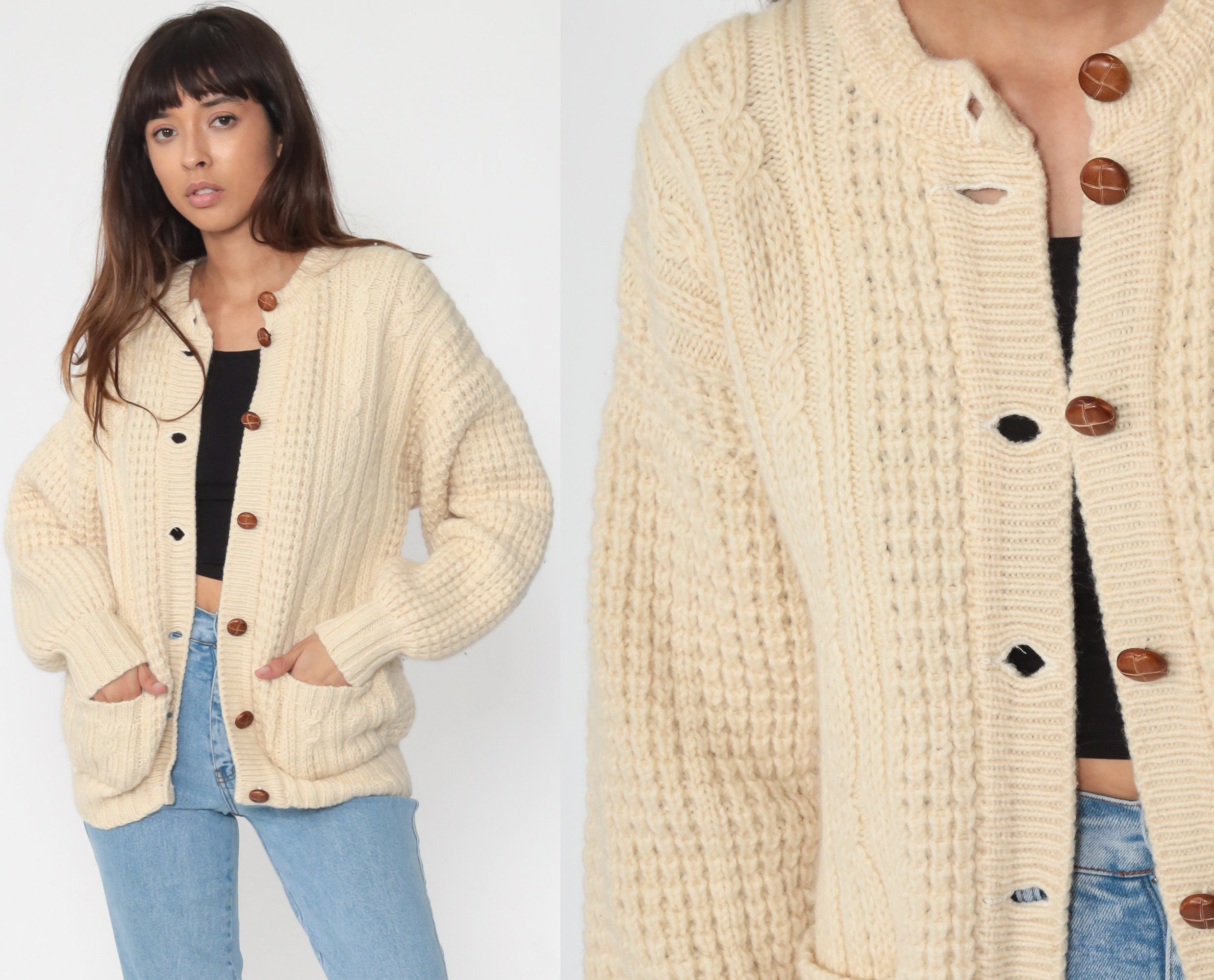 Women's Fisherman Knit Cardigan Sweater 