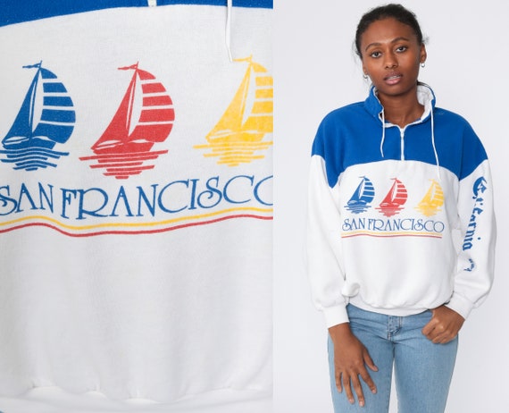 San Francisco Shirt Quarter Zip Sweatshirt 80s Roy