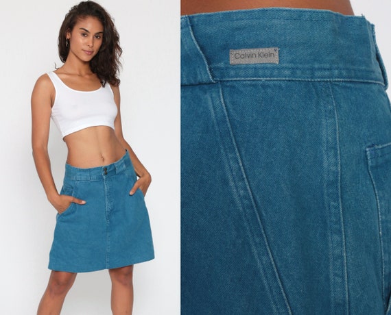 calvin klein denim mini skirt
