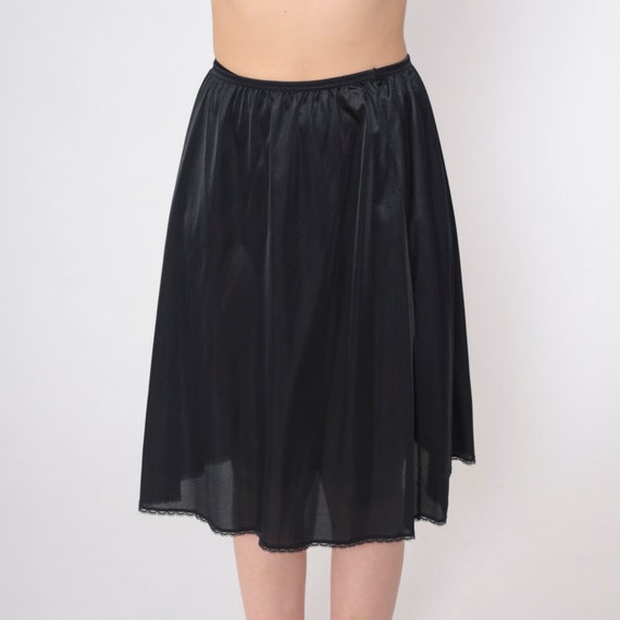 Black Slip Skirt 80s Vanity Fair Lingerie Skirt M… - image 4
