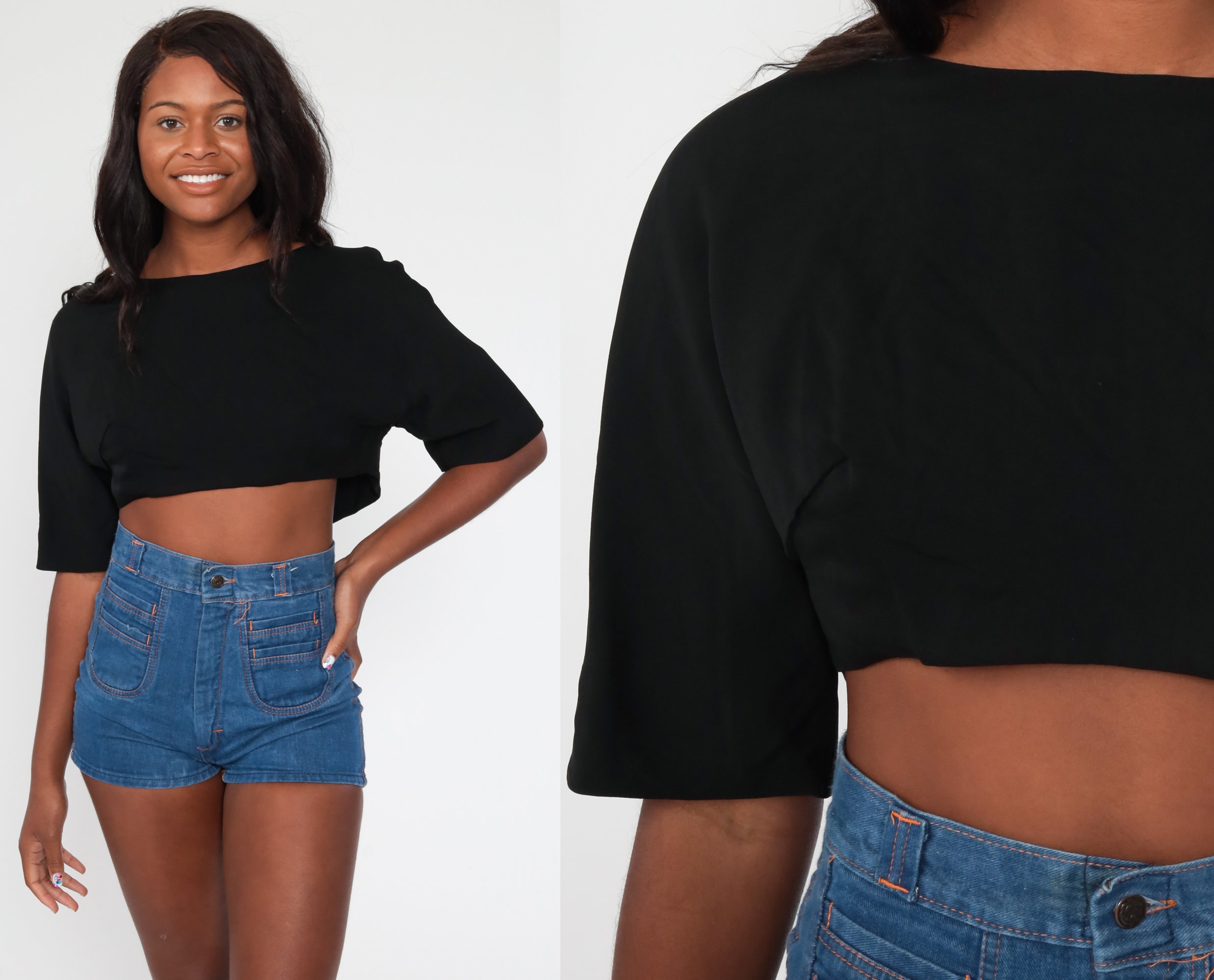 simple black crop top