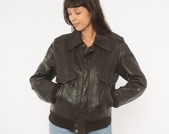 Vintage Pig Suede Jacket 80s Brown Leather Bomber Jacket Retro Zip 
