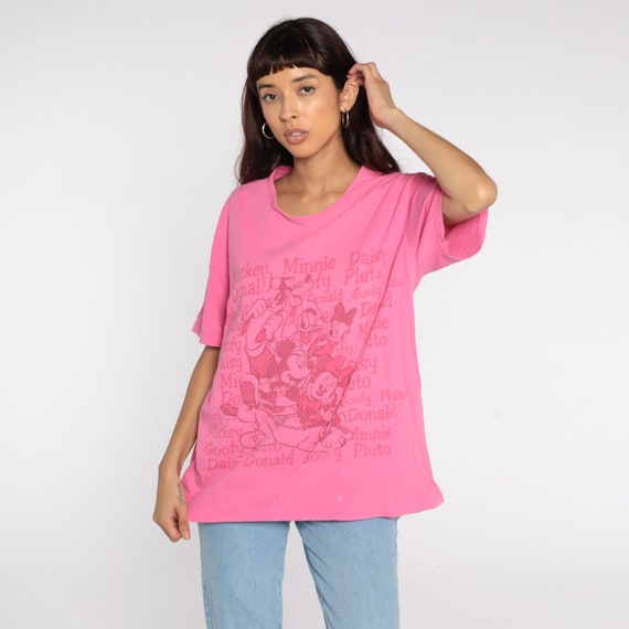 Disney TShirt Mickey Minnie Shirt 90s MINNIE MOUSE Shirt Kawaii Donald Duck Graphic Cartoon T Shirt Vintage Pink Distressed Extra Large xl