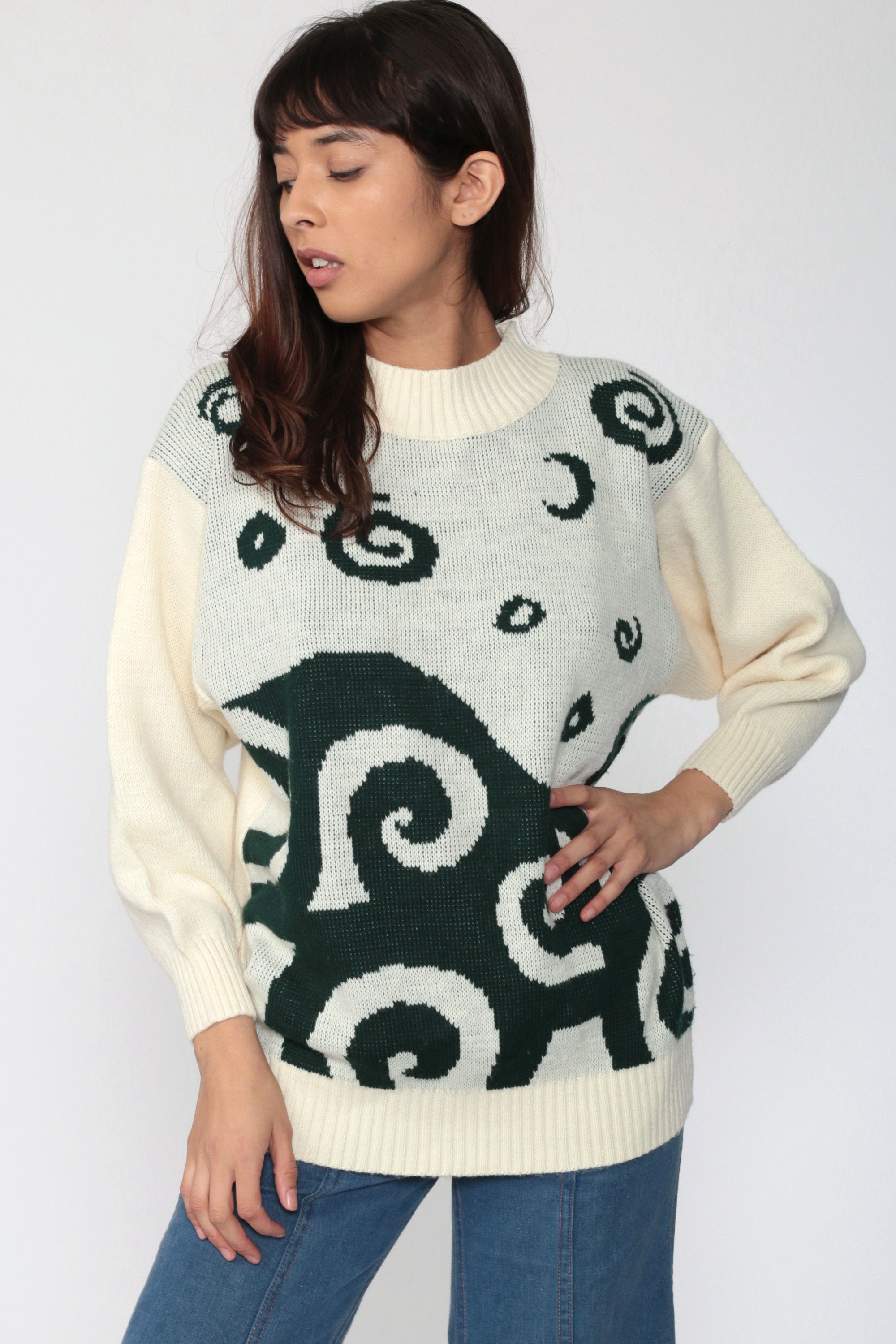 80s sweater tied around neck