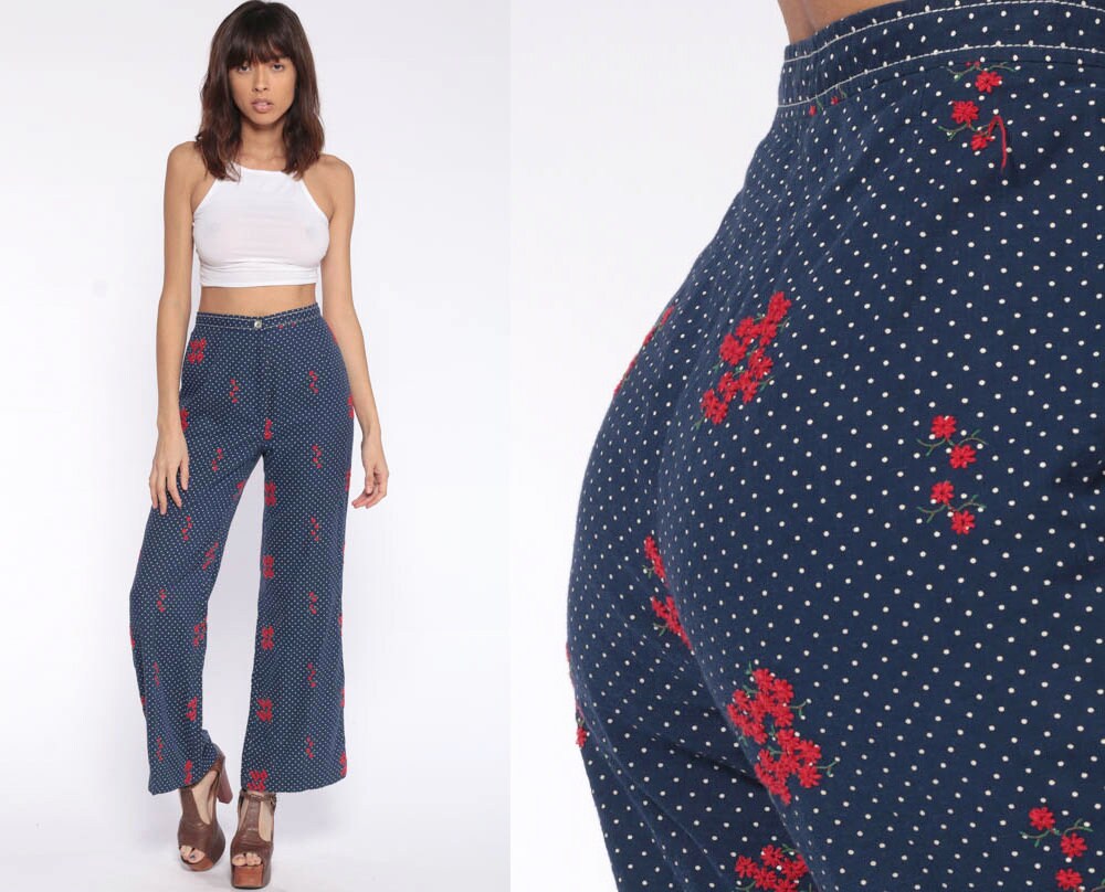 polka dot bell bottom pants