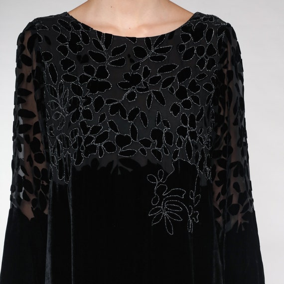 Black Velvet Dress y2k Long Sleeve Velvet Burnout… - image 7