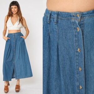 Maxi denim skirt etsy hot sale