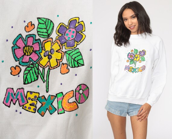 Mexico Sweatshirt Hand Painted Sweatshirt 80s Ragl