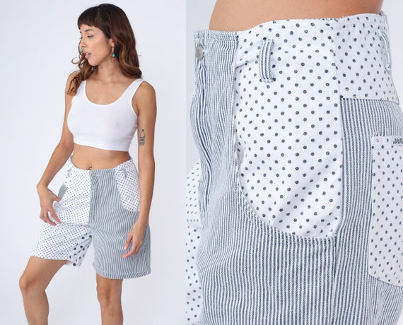 Polka Dot Striped Shorts 80s Jordache Jean Shorts… - image 1