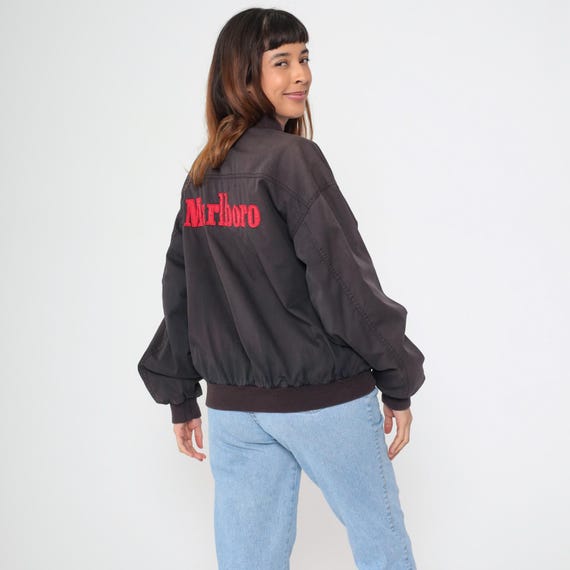 Reversible Marlboro Jacket Bomber Jacket 90s Baseball Cigarette 80s Windbreaker Red Black 90s Retro Sport Coat Vintage Extra Large xl