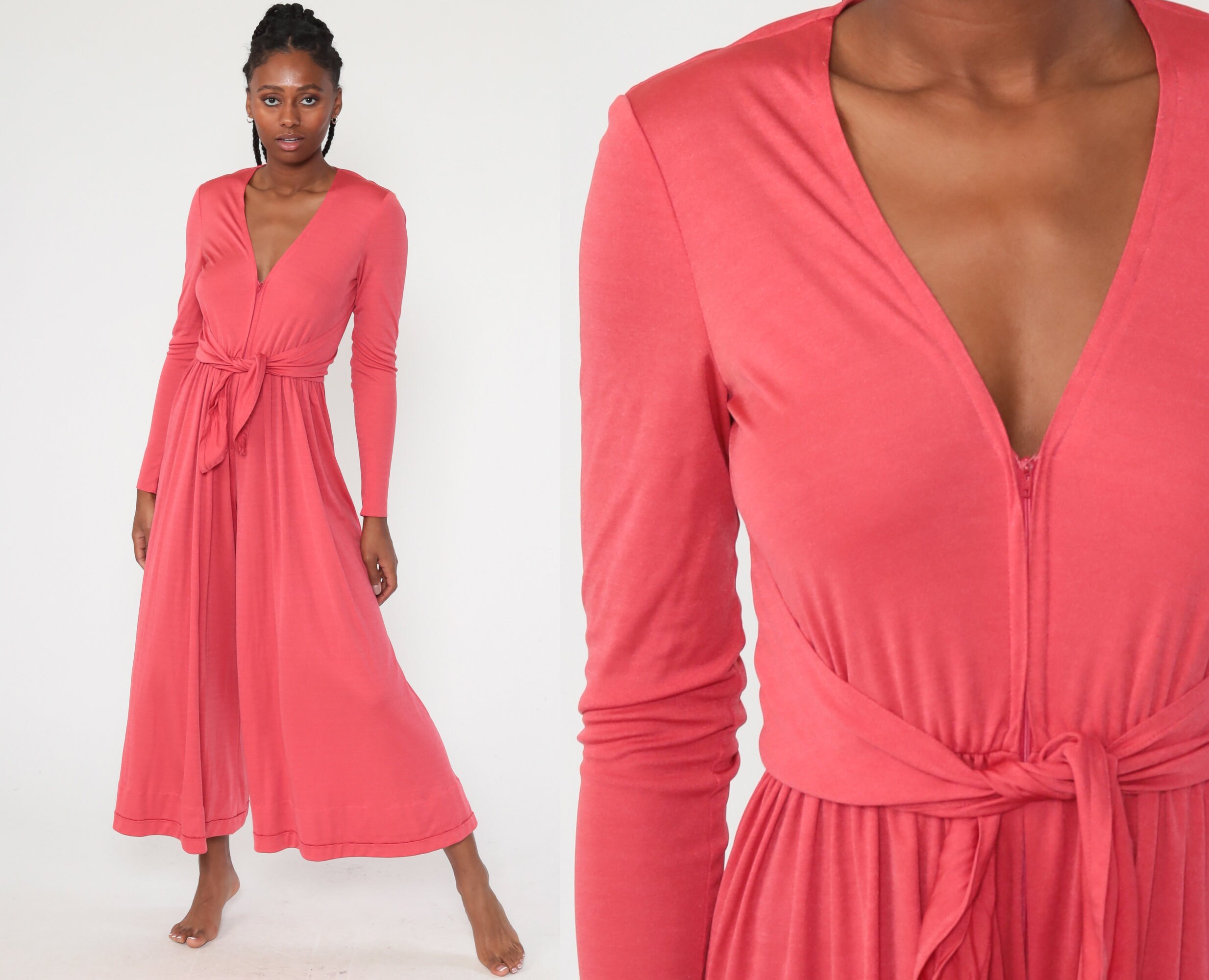 pink bell bottom jumpsuit